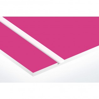 Plaque adhésive interphone ou sonnette 60 mm x 15 mm gravure personnalisée sur 2 lignes couleur rose lettres blanches