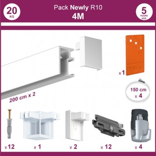 4 mètres Blanc mat : Pack complet cimaise Newly R10