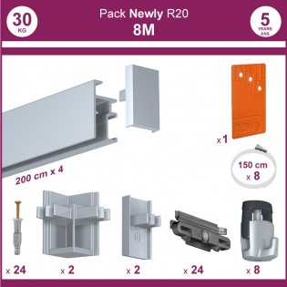 8 mètres Aluminium anodisé : Pack complet cimaise Newly R20