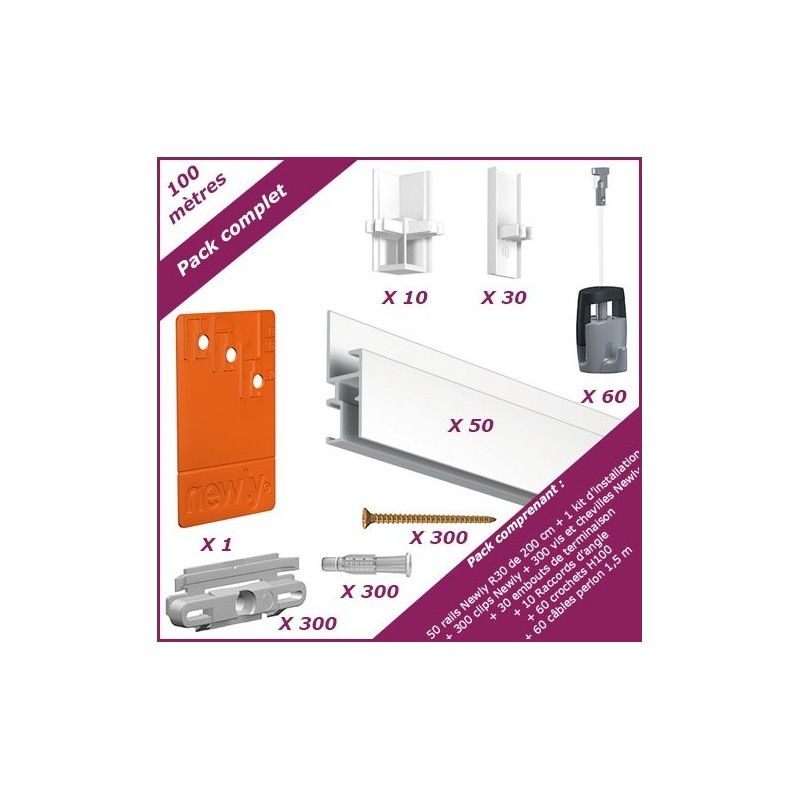 100 mètres Blanc mat : Pack complet cimaise Newly R30 100 mètres Blanc mat : Pack complet cimaise Newly R30