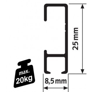 Pack Eco 2 mètres de cimaises Click Rail couleur Aluminium - Solution suspension cadres et tableaux