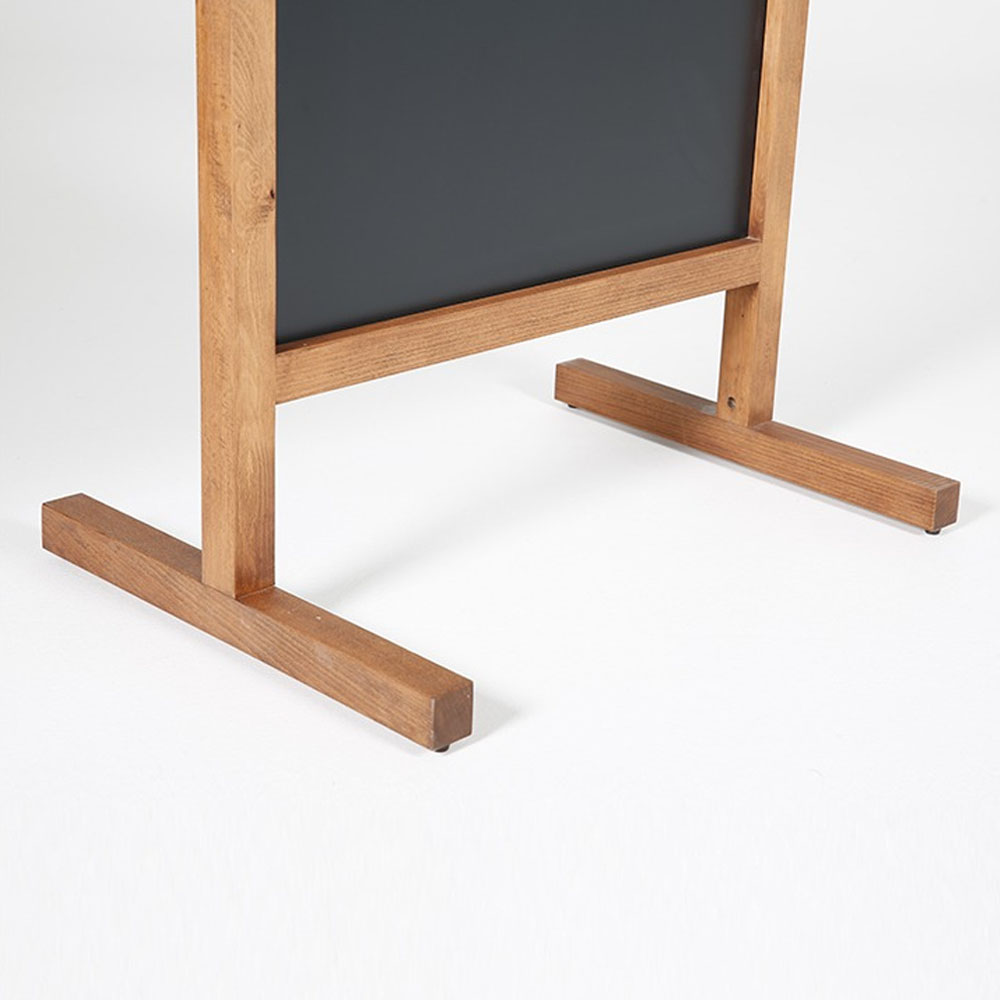 Ardoise sur pied double face et magnétique pour hôtel restaurant - Modèle Wood Maki - Usage intérieur et extérieur (60 x 78 cm)