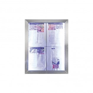 Porte menu mural 4 x A4 Classic LED en acier inoxydable - Affichage menu hôtel restaurant