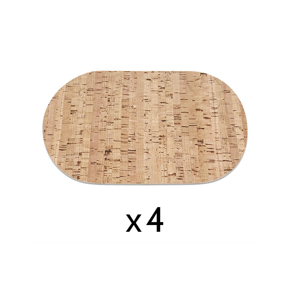 4 sets de table ovales en liège (30 cm x 20 cm) pour décoration de table / cuisine pour déjeuner, dîner