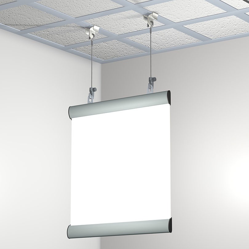 Kit Poster Snap 120 cm + Ceiling clamper - Système de suspension d'affiche pour faux plafond