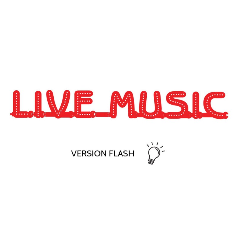Enseigne lumineuse LIVE MUSIC avec option Flash - Lettres lumineuses LED pour vitrine salles privées, bar, salle concert
