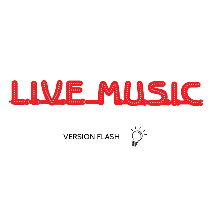 Enseigne lumineuse LIVE MUSIC avec option Flash - Lettres lumineuses LED pour vitrine salles privées, bar, salle concert Enseigne lumineuse LIVE MUSIC avec option Flash - Lettres lumineuses LED pour vitrine salles privées, bar, salle concert