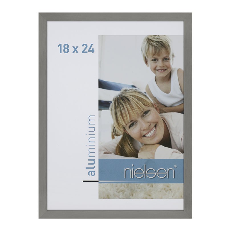 Lot de 2 cadres C2 Nielsen format 18 x 24 cm couleur Gris Mat Brossé - Cadre Nielsen en aluminium