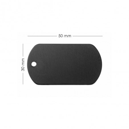Médaille plaque militaire Noire pour chien chat personnalisée sur 1 à 3 lignes (50 mm x 30 mm)