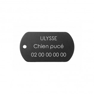 Médaille plaque militaire Noire pour chien chat personnalisée sur 1 à 3 lignes (50 mm x 30 mm)