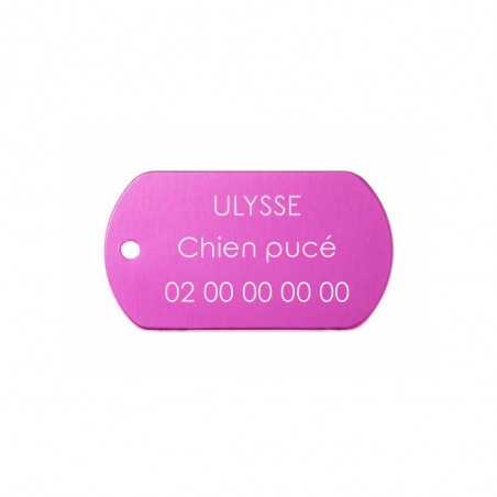 Médaille plaque militaire Rose pour chien chat personnalisée sur 1 à 3 lignes (50 mm x 30 mm)