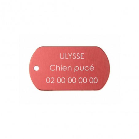 Médaille plaque militaire Rouge pour chien chat personnalisée sur 1 à 3 lignes (50 mm x 30 mm)