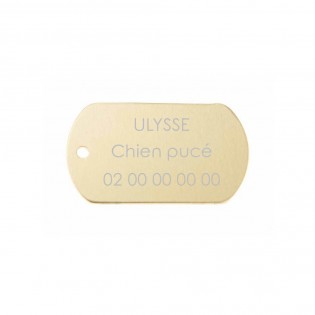 Médaille plaque militaire Or pour chien chat personnalisée sur 1 à 3 lignes (50 mm x 30 mm)