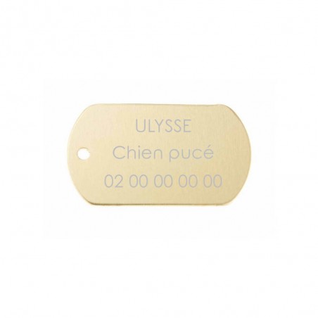 Médaille plaque militaire Or pour chien chat personnalisée sur 1 à 3 lignes (50 mm x 30 mm)