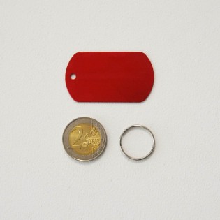 Médaille plaque militaire Rouge pour chien chat personnalisée sur 1 à 3 lignes (50 mm x 30 mm)