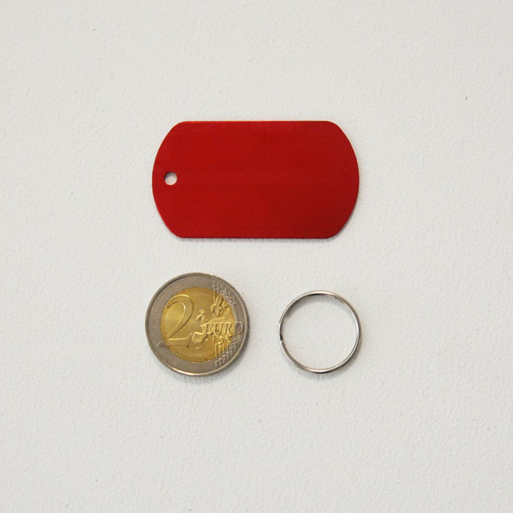 Médaille plaque militaire Rouge pour chien chat à personnaliser sur 1 à 3 lignes (50 mm x 30 mm)