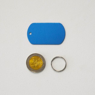Médaille plaque militaire Bleue pour chien chat personnalisée sur 1 à 3 lignes (50 mm x 30 mm)
