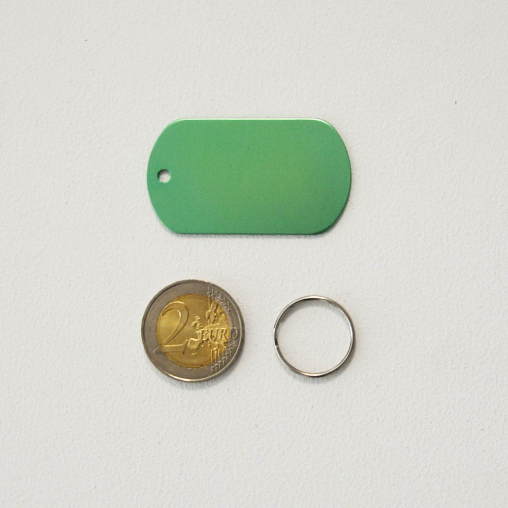 Médaille plaque militaire Verte pour chien chat personnalisée sur 1 à 3 lignes (50 mm x 30 mm)