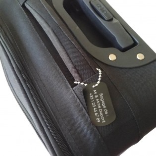 Etiquette de bagage personnalisée sur 1 à 3 lignes couleur Noire en aluminium - Etiquette valise voyage personnalisable