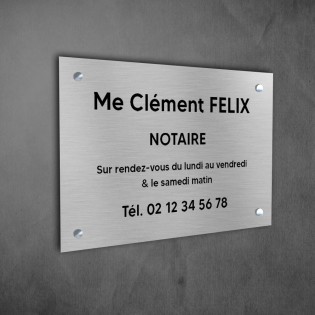 Plaque professionnelle personnalisée en PVC pour notaire, office notarial - 1 à 5 lignes de texte - Format 30 x 20 cm