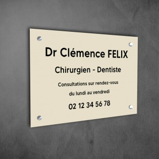 Plaque professionnelle personnalisée en PVC pour dentiste, chirurgien dentiste - 1 à 5 lignes de texte - Format 30 x 20 cm