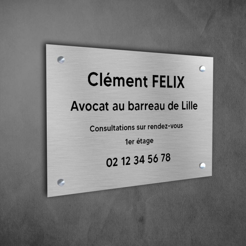 Plaque professionnelle personnalisée en PVC pour avocat, société d'avocats - 1 à 5 lignes de texte - Format 30 x 20 cm