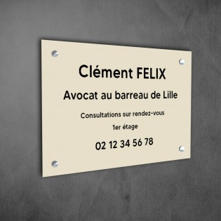 Plaque professionnelle personnalisée en PVC pour avocat, société d'avocats - 1 à 5 lignes de texte - Format 30 x 20 cm