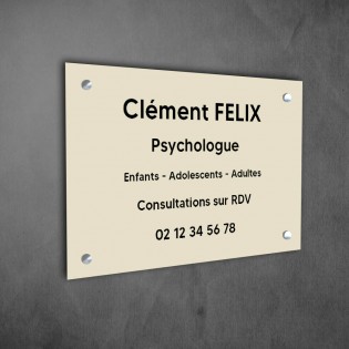 Plaque professionnelle personnalisée en PVC pour psychologue, sophrologue - 1 à 5 lignes de texte - Format 30 x 20 cm