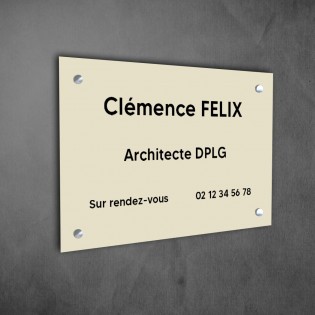 Plaque professionnelle personnalisée en PVC pour architecte, cabinet d'architecture - 1 à 5 lignes de texte - Format 30 x 20 cm