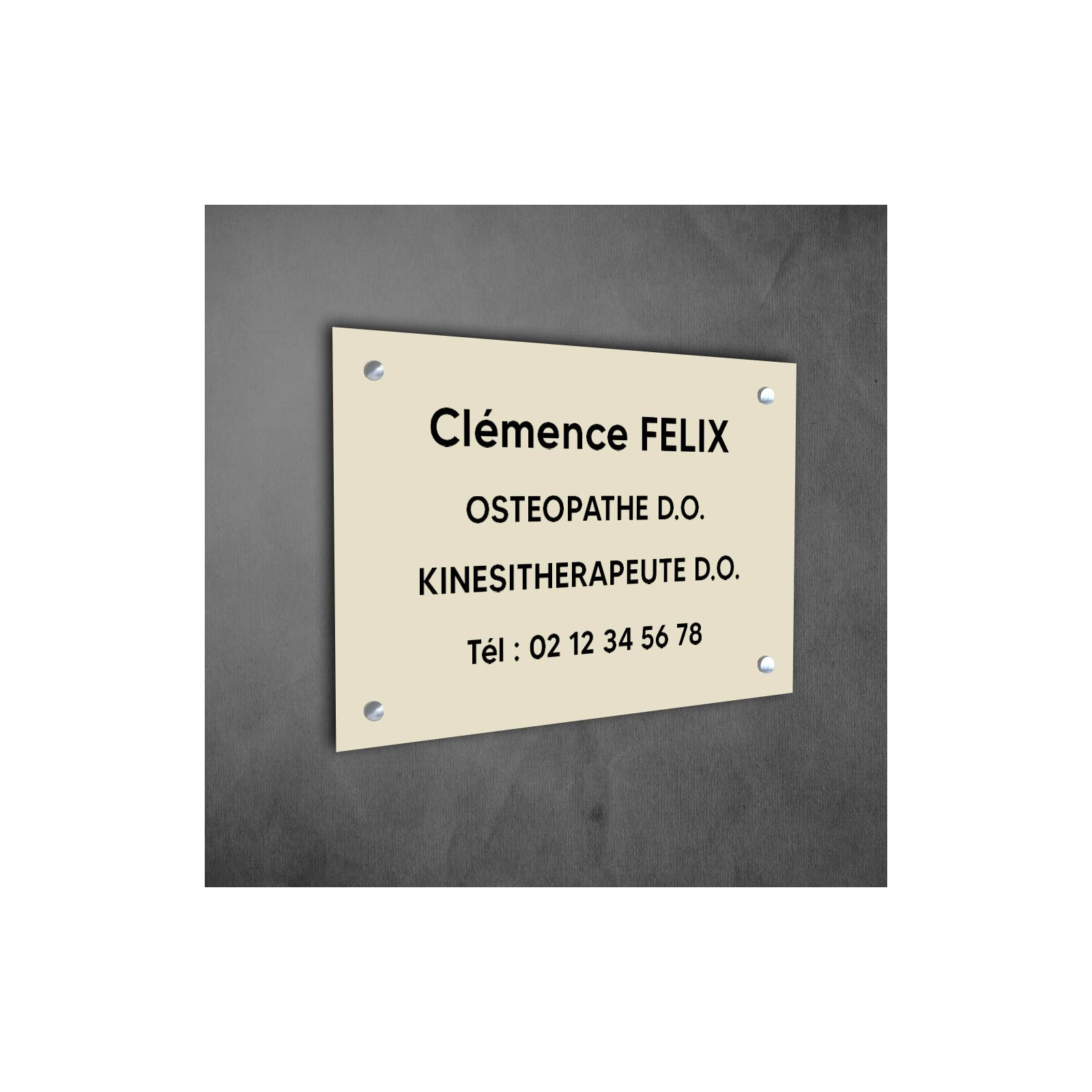 Plaque professionnelle personnalisée en PVC pour ostéopathe, kiné - Gravure sur 1 à 5 lignes - Format 30 x 20 cm