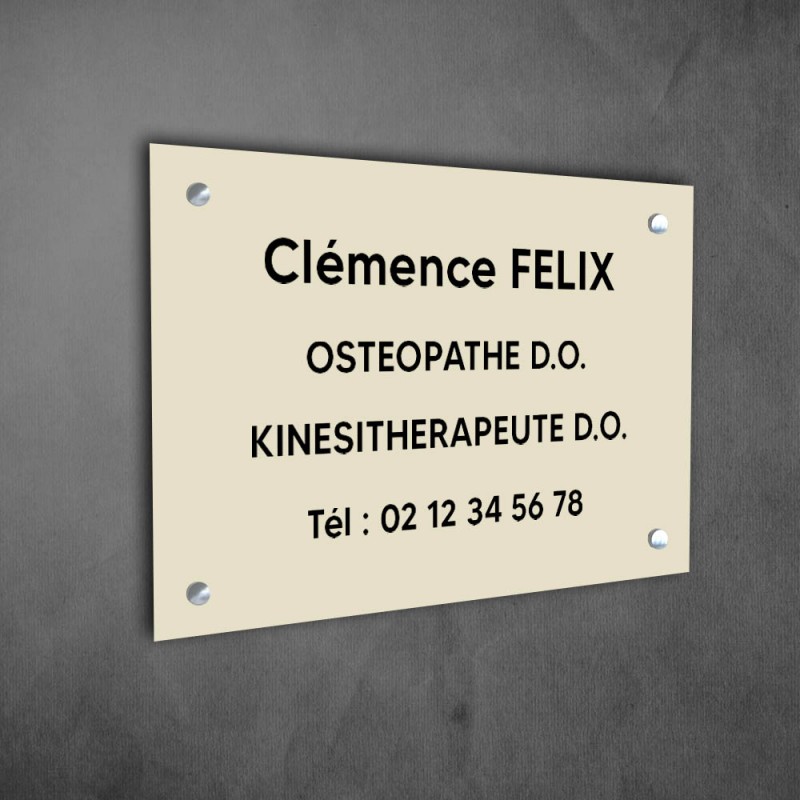 Plaque professionnelle personnalisée en PVC pour ostéopathe, kiné - Gravure sur 1 à 5 lignes - Format 30 x 20 cm