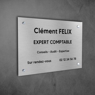 Plaque professionnelle personnalisée en PVC pour expert comptable - Gravure laser sur 1 à 5 lignes - Format 30 x 20 cm