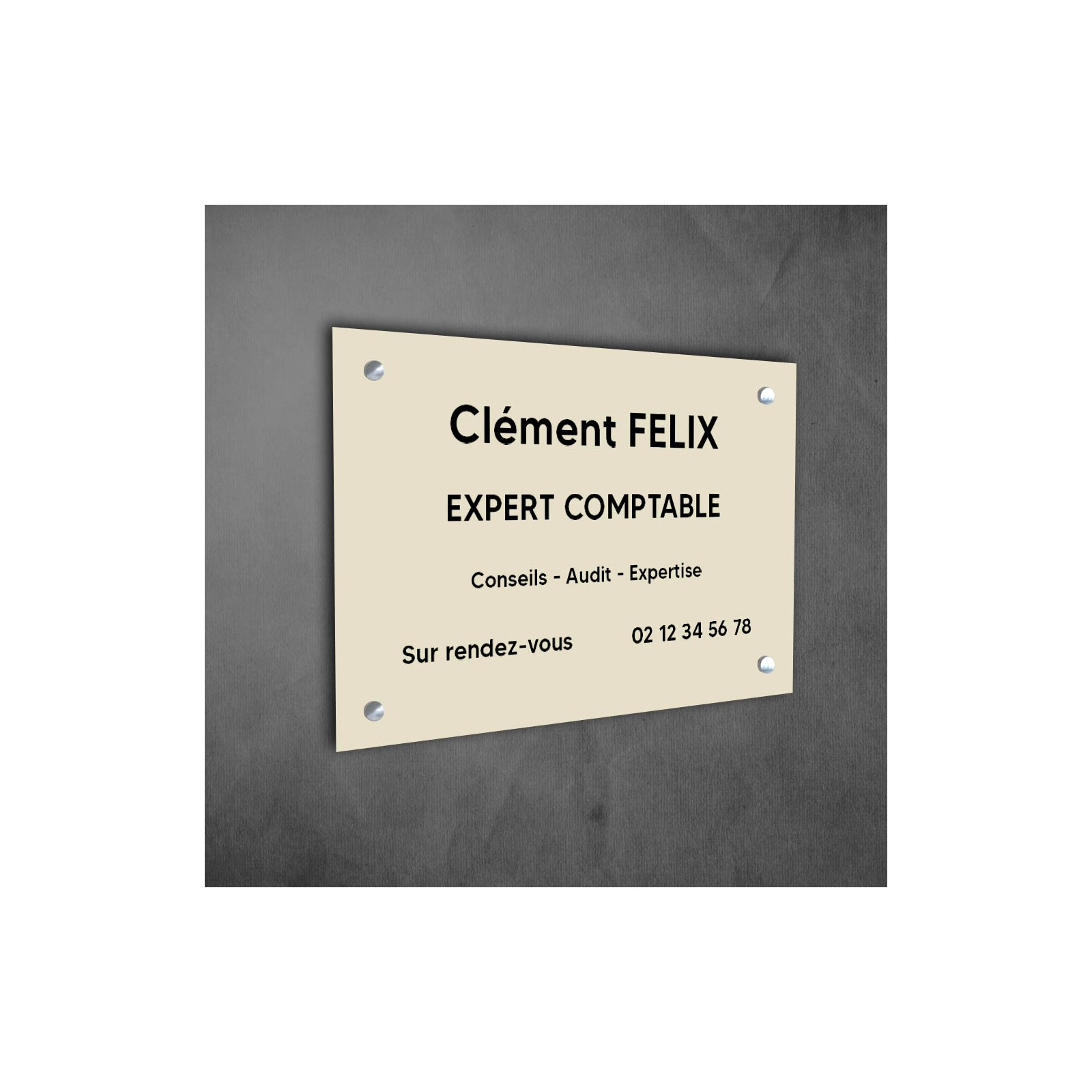 Plaque professionnelle personnalisée en PVC pour expert comptable - Gravure laser sur 1 à 5 lignes - Format 30 x 20 cm