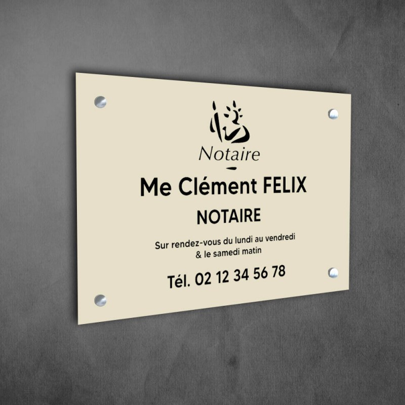 Plaque professionnelle personnalisée avec logo pour notaire, office notarial - Plaque PVC - Format 30 cm x 20 cm