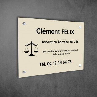 Plaque professionnelle personnalisée avec logo pour avocat, société d'avocats - Plaque PVC - Format 30 cm x 20 cm