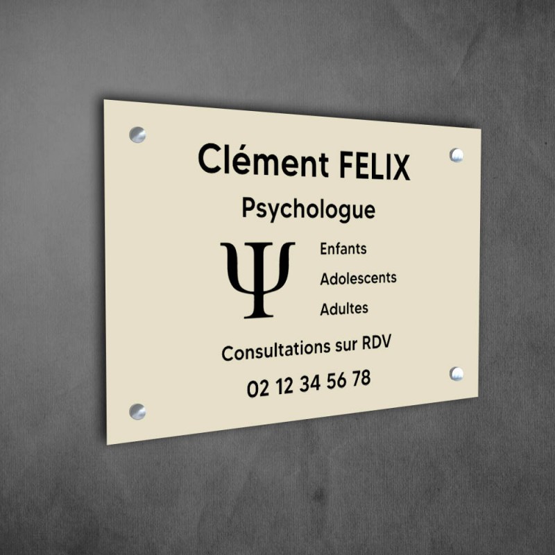 Plaque professionnelle personnalisée avec logo pour psychologue