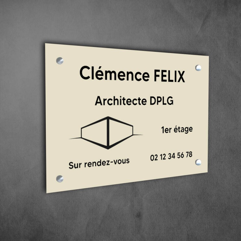 Plaque professionnelle personnalisée avec logo pour architecte,