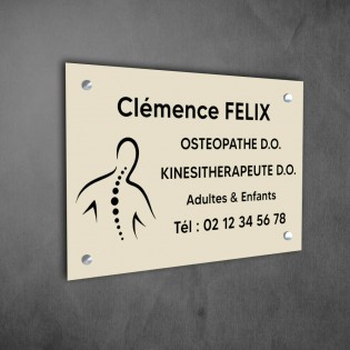 Plaque professionnelle personnalisée avec logo en PVC pour ostéopathe, kiné - Plaque PVC - Format 30 cm x 20 cm