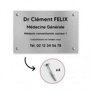 Plaque professionnelle personnalisée en PVC pour médecin - 1 à 5 lignes de texte - Format 30 x 20 cm