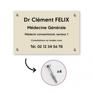 Plaque professionnelle personnalisée en PVC pour médecin - 1 à 5 lignes de texte - Format 30 x 20 cm