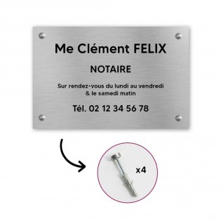 Plaque professionnelle personnalisée en PVC pour notaire, office notarial - 1 à 5 lignes de texte - Format 30 x 20 cm