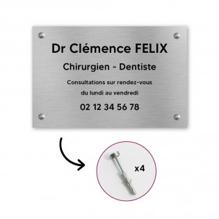 Plaque professionnelle personnalisée en PVC pour dentiste, chirurgien dentiste - 1 à 5 lignes de texte - Format 30 x 20 cm