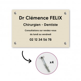 Plaque professionnelle personnalisée en PVC pour dentiste, chirurgien dentiste - 1 à 5 lignes de texte - Format 30 x 20 cm