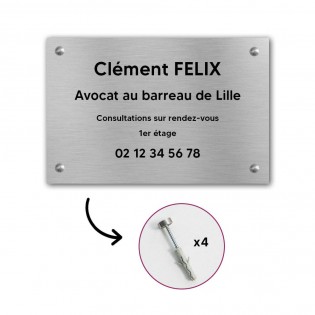 Plaque professionnelle personnalisée en PVC pour avocat, société d'avocats - 1 à 5 lignes de texte - Format 30 x 20 cm