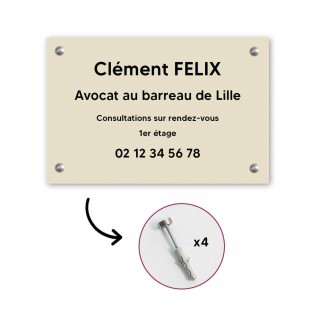 Plaque professionnelle personnalisée en PVC pour avocat, société d'avocats - 1 à 5 lignes de texte - Format 30 x 20 cm