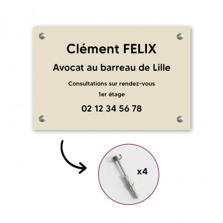Plaque professionnelle personnalisée en PVC pour avocat, société d'avocats - 1 à 5 lignes de texte - Format 30 x 20 cm