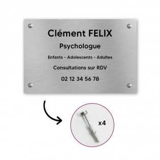 Plaque professionnelle personnalisée en PVC pour psychologue, sophrologue - 1 à 5 lignes de texte - Format 30 x 20 cm