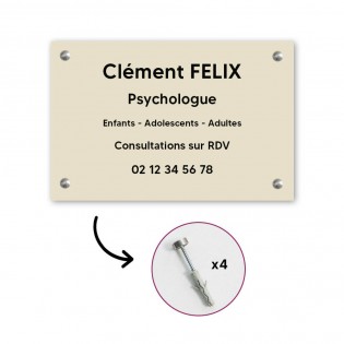 Plaque professionnelle personnalisée en PVC pour psychologue, sophrologue - 1 à 5 lignes de texte - Format 30 x 20 cm