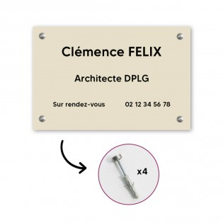 Plaque professionnelle personnalisée en PVC pour architecte, cabinet d'architecture - 1 à 5 lignes de texte - Format 30 x 20 cm