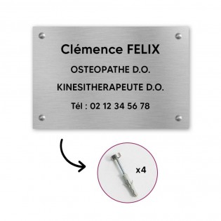 Plaque professionnelle personnalisée en PVC pour ostéopathe, kiné - Gravure sur 1 à 5 lignes - Format 30 x 20 cm